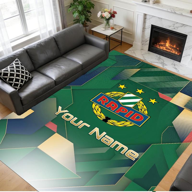 Crystal Velvet Rug Custom Name Text, Soft Non Slip Floor Mat Home DecorRapid Wien FC
