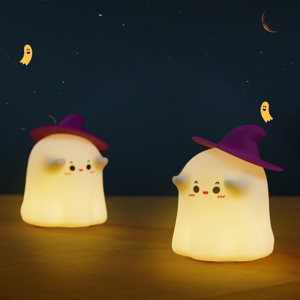 Милый ночник-призрак, 3 уровня яркости, перезаряжаемый, ночник для сна, кавайный, беспроводной, сенсорный, для декора детской комнаты