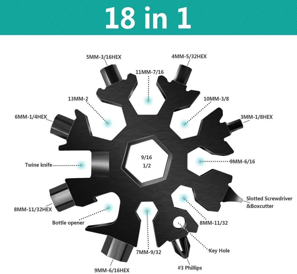Снежинка 18-в-1 Мультитул Брелок Отвертка Открывалка для бутылок Инструмент Наружный EDC Инструменты
