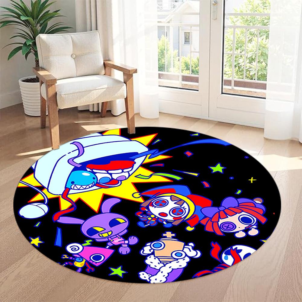 Unicorn Jester Party Round Carpet Suitable for Game Room Kitchen Foyer Balcony Anti-slip Round Rug Anime Office Decor
