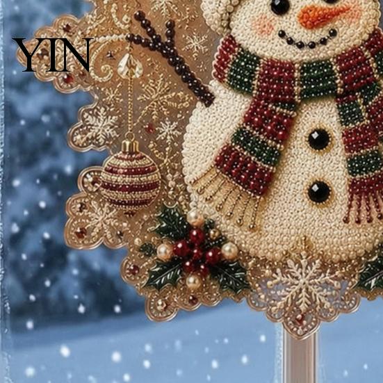 Christmas Craft Kits for Adults Faux Pearl Painting Suncatcher Art Kit, Acrylic Snowflake Shape Board Decorative Gemstone Ornament Sets with