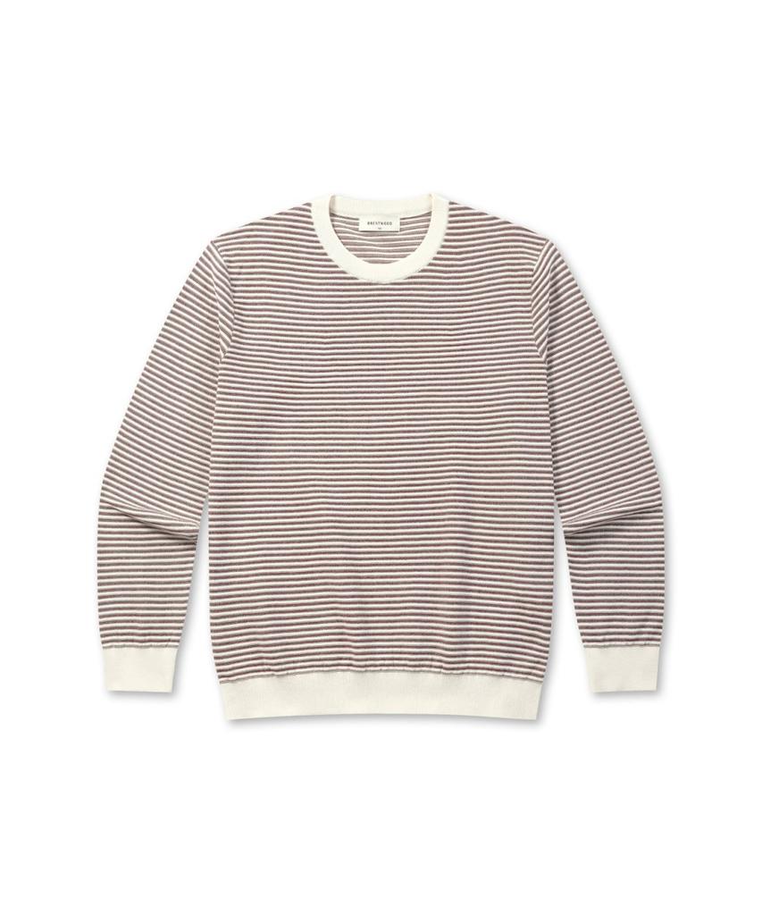 BRENTWOOD [Washable] Knitted Striped Round Neck Sweater Brwas26351Wix