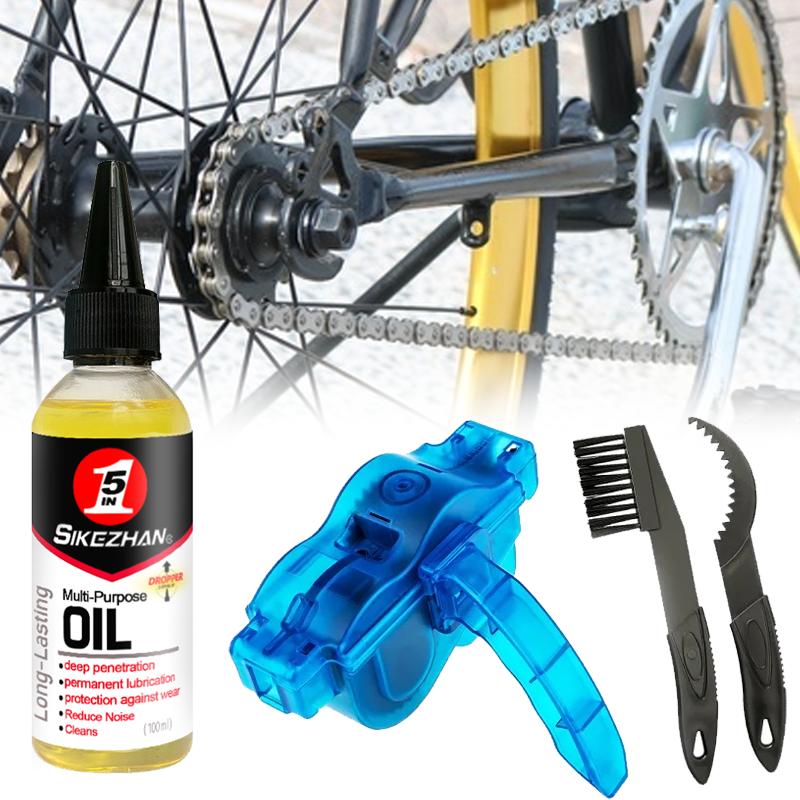 Bike Chain Cleaner and Lubrication Kit Portable Scrubber Wash Tool for Cycling Maintenance Bicycle Chain Maintenance