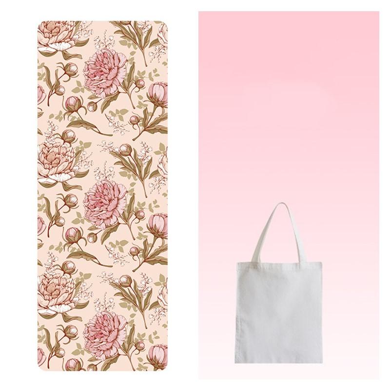 Коврик для йоги с принтом из натурального каучука и бархатной поверхностью. Тонкий нескользящий портативный складной напольный коврик, впитывающий пот. Фитнес-упражнения. Моющийся напольный коврик.