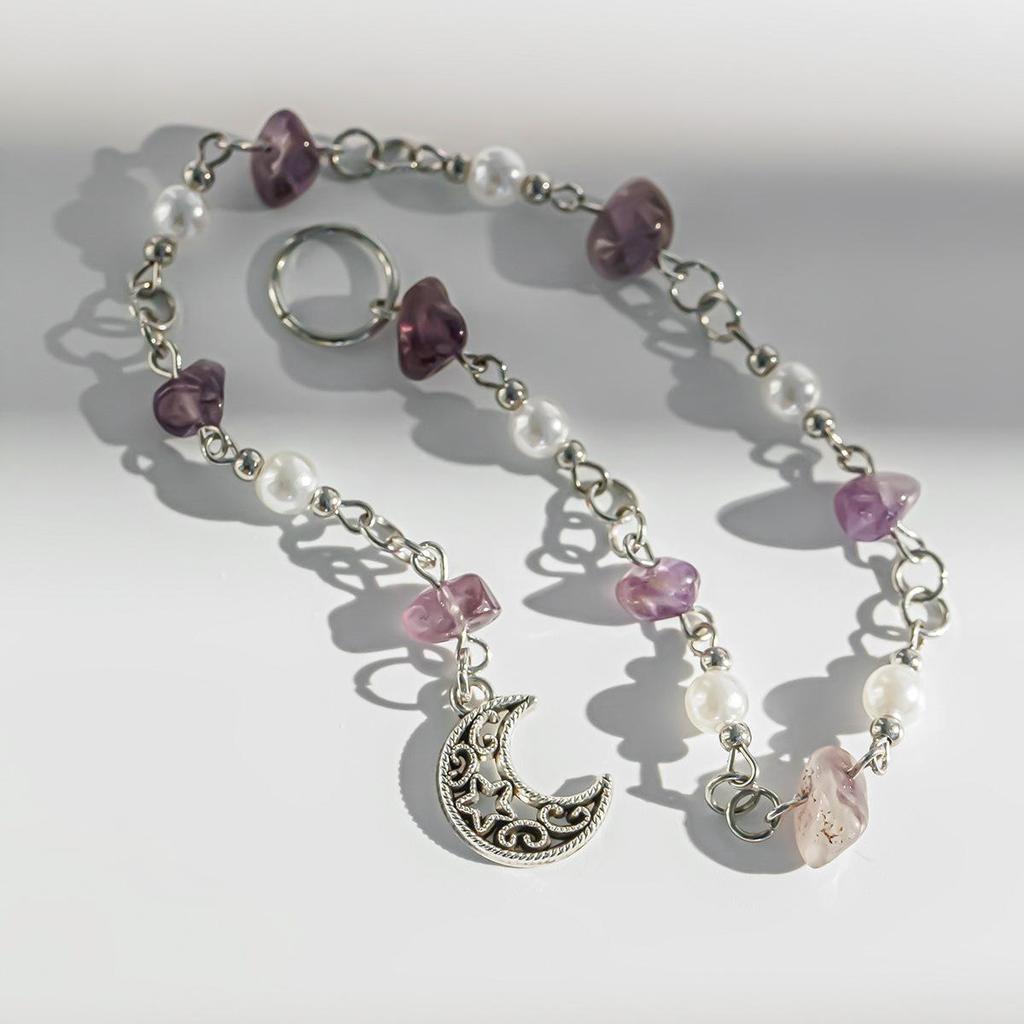 Красочные цепочки с косами в стиле панк из натуральных камней, кольца для волос для девочек, кулон в виде лунных звезд, искусственный жемчуг, бисер, повязка на голову с кисточками, украшения для волос, аксессуары