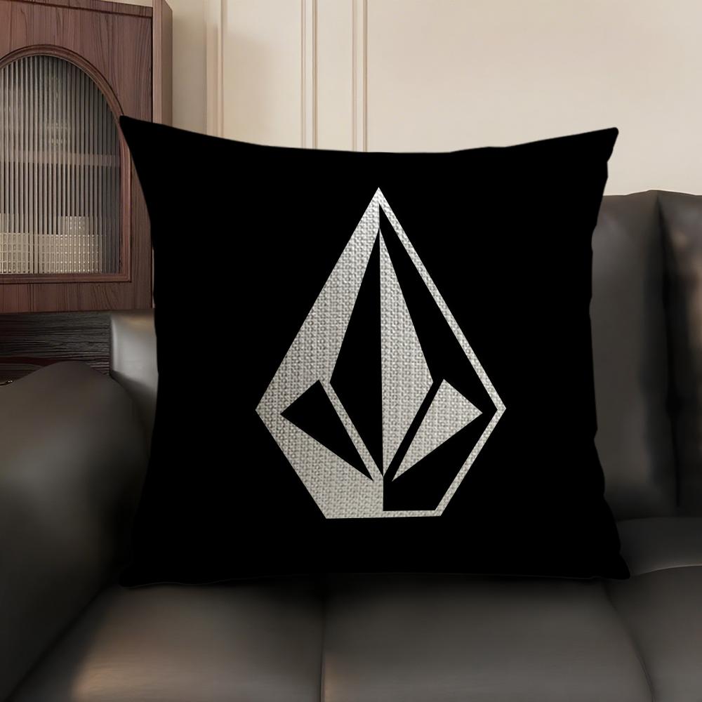Fashion VVolcomS LOGO Cushion Cover Natural Linen Organic Fabric DoubleSided Printing Sofa Home Decor Gift Pillow Case