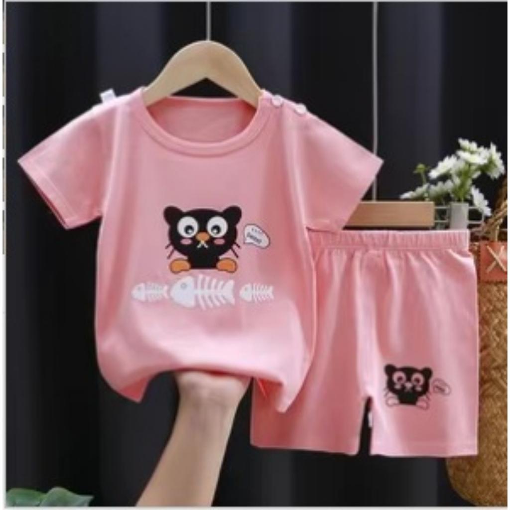 Детский комплект с коротким рукавом Летний А-класса Чистый хлопок Одежда для мальчиков Футболка для девочек Летняя одежда для малышей Детская одежда
