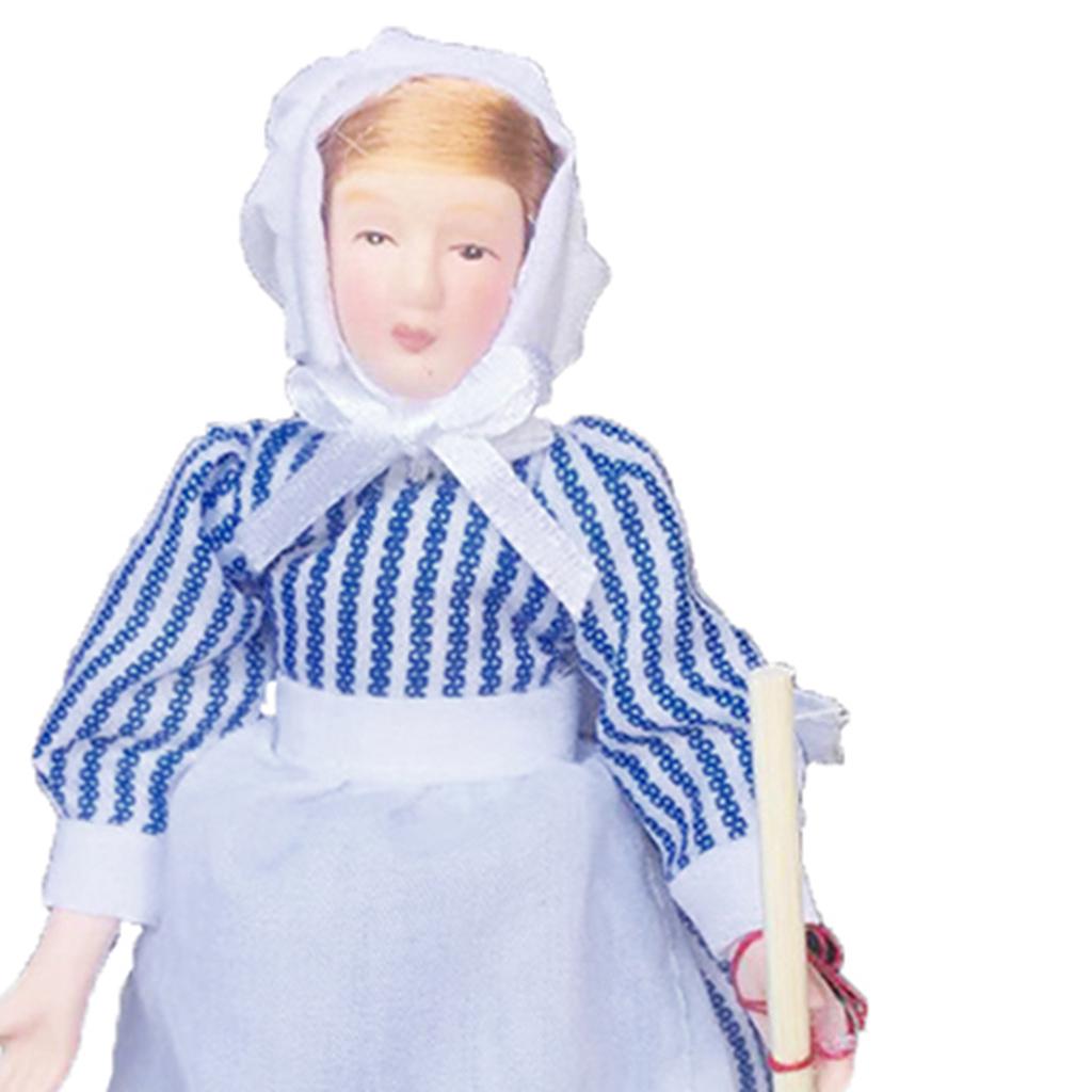 1:12 Кукольный домик, миниатюрные фарфоровые куклы, модель, маленькая красивая викторианская служанка, леди, медсестра, помощница для девочек и мальчиков