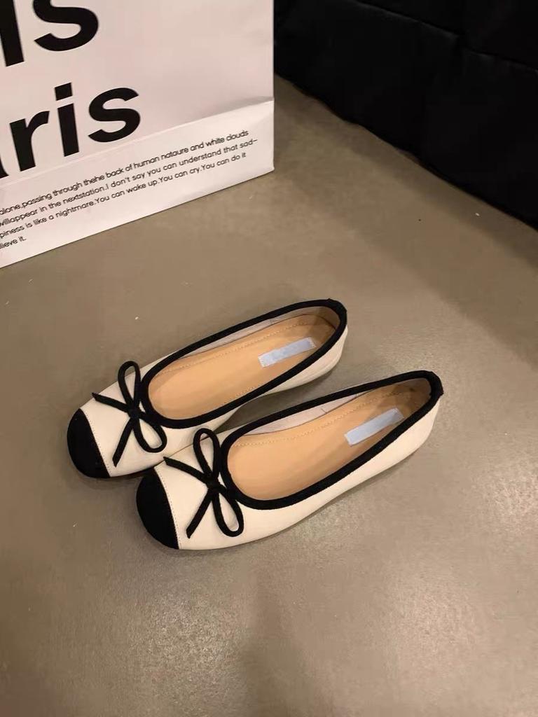 Evening Wind Gentle Butterfly Ladyshoes Ballet Flats French Retro Soft Sole Silver Single Shoes Spring and Summer Small Fragrant Wind Women's Shoes