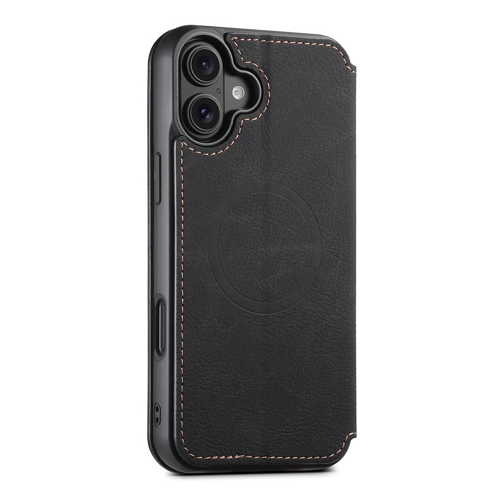 SUTENI J06 Чехол для iPhone 16 Plus Кожаный кошелек с текстурой личи Защитный чехол для телефона Совместим с MagSafe