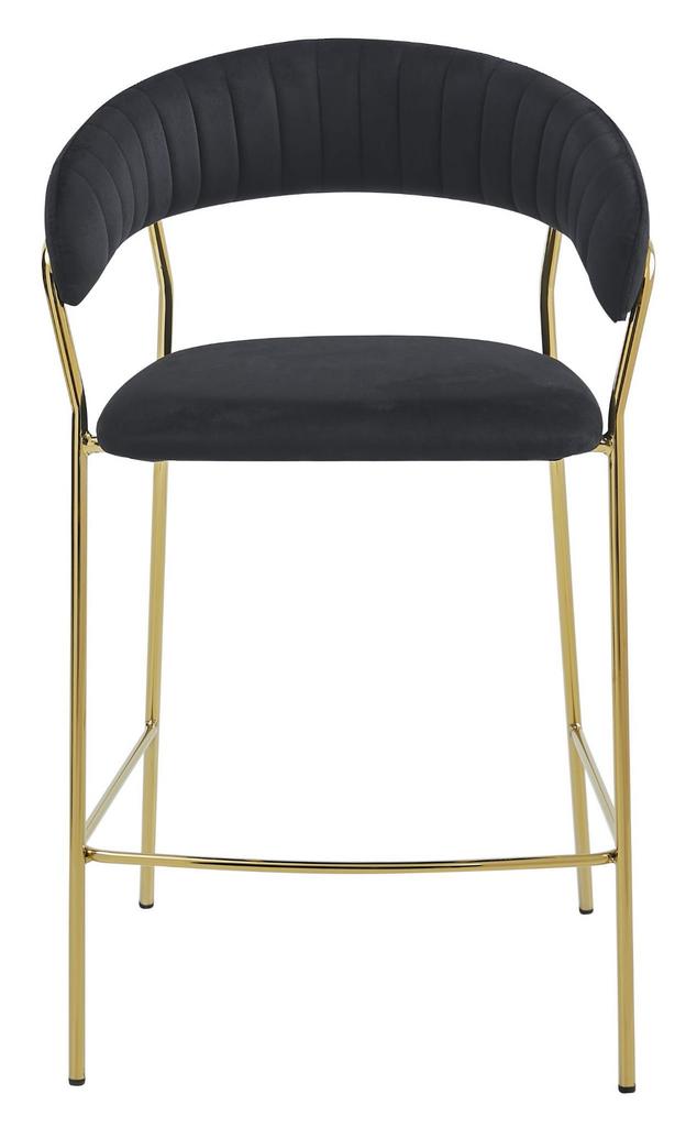 BADIA stool - black velvet / gold legs x 1