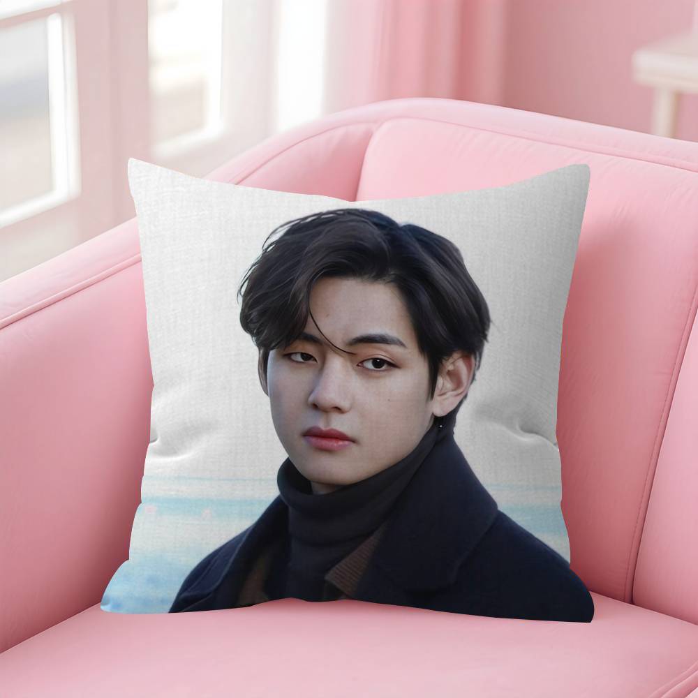 Подушка-чехол для сиденья singer Kim T-Tae-Hyung, чехол для подушки в машину 45X45 см, чехол для поясничной подушки, чехол для диванной подушки