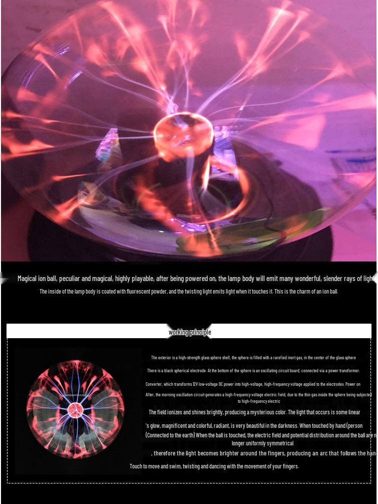 Креативный USB 3-дюймовый Электростатический Ионный Шар Молнии Ночник Атмосферный Свет