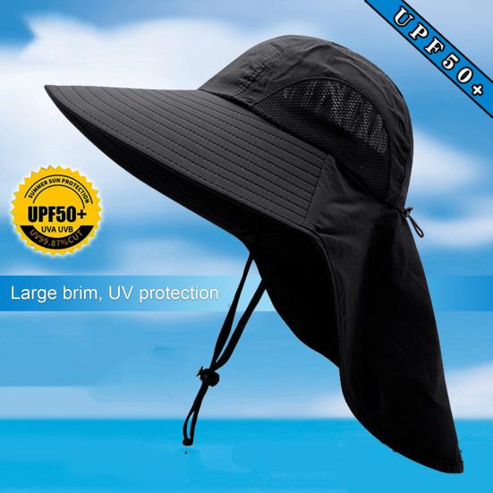 Унисекс солнцезащитная шляпа, защита шеи, полая сетка, ветрозащитный фиксированный ремешок, анти-УФ-складная солнцезащитная дышащая кепка для сада, рыбалки, уличная кепка