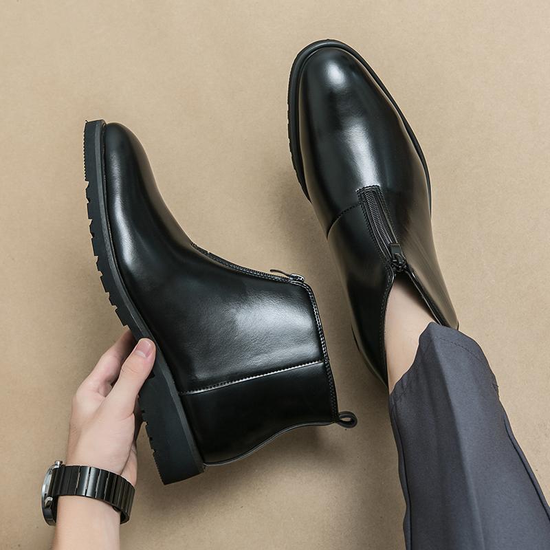 Модные мужские ботинки челси из натуральной кожи в стиле ретро, модные мужские ботильоны, мужские повседневные короткие ботинки в британском стиле, туфли с острым носком и толстой подошвой