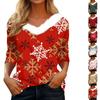 Рубашки с длинным рукавом для женщин Милые топы Рождественские принты Футболки Блузки Повседневные топы больших размеров Базовые топы Пуловеры