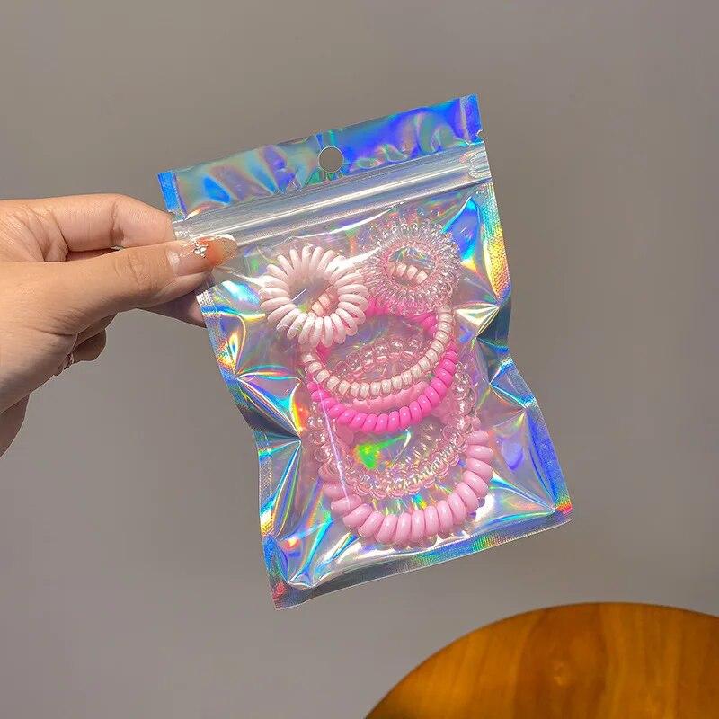 6pcs/bag Candy Color High Elastic Hair Bands Girls Hair Ties Frosted Spiral Cord Rubber Bands Rope Stretch Headwear Accessories