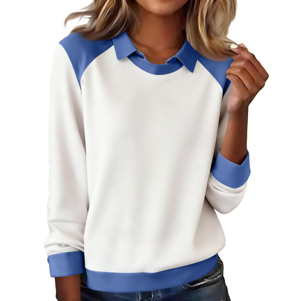 Women's Fashion Long-Sleeve Pullover Solid Color Top