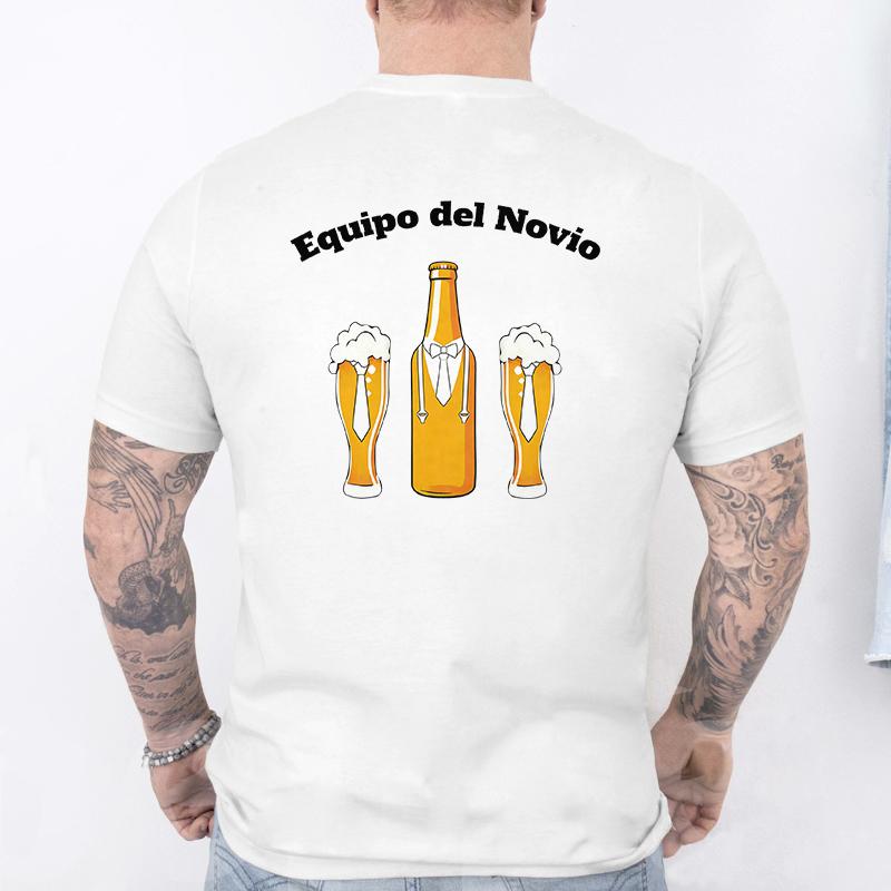Retro Style Spanish Mens Team Groom Matching Tees Fashion Beer Graphic TShirts Male Wedding Bachelor Party Group Matching Tops
