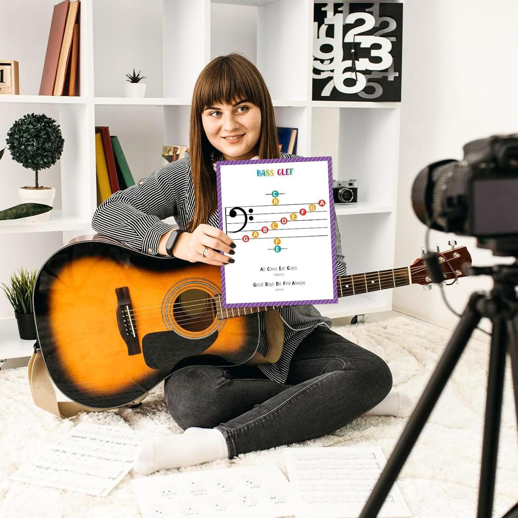 Ceiba Tree 15Pcs Music Theory Posters 11x14 inch Musical Bulletin Board Decorations Basic Notes Scales Chords Reference Poster for Teachers