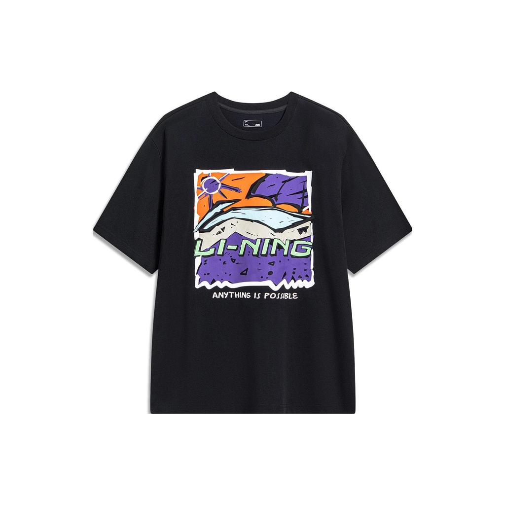 Спортивная модная коллекция Li Ning Футболка унисекс Черная AHST543-2