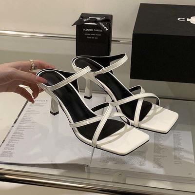 Лакированные красные туфли на высоком каблуке женские босоножки на тонком каблуке с высоким каблуком сексуальная верхняя одежда классные тапочки 2025 Xia Xin