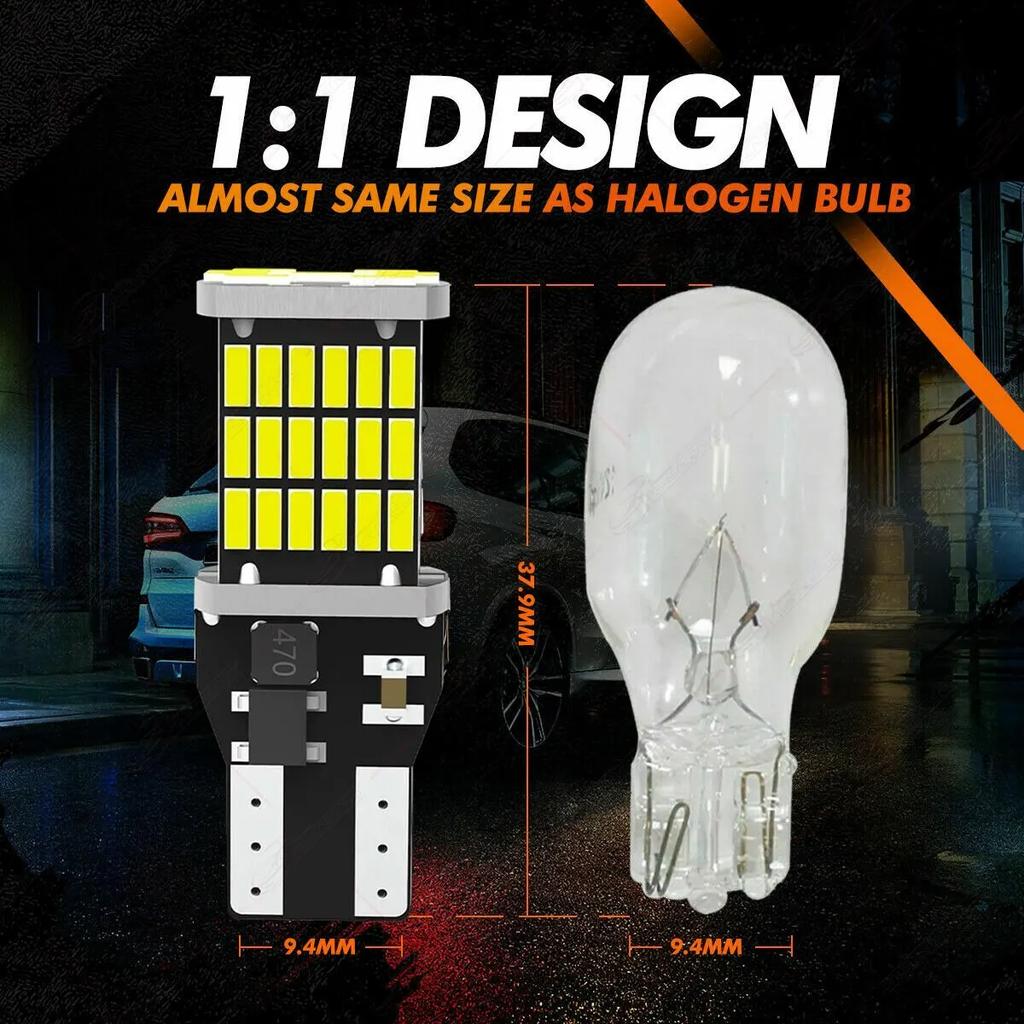 10 шт. W16W 921 10 шт. светодиодные лампы T15 168 194 сигнальные лампы Canbus 45-SMD для салона автомобиля, плафоны освещения, парковочные габаритные огни 6000K 12V