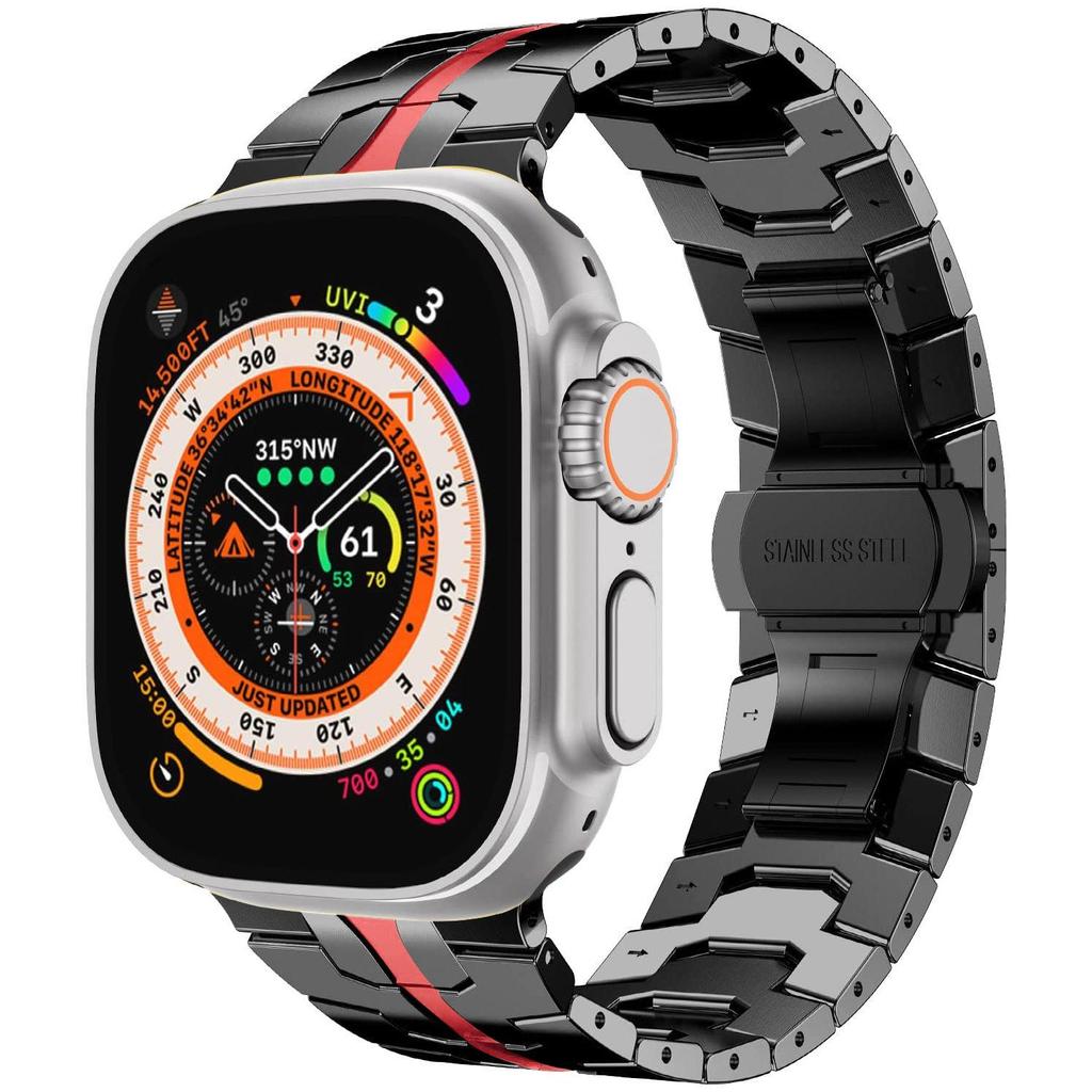 Совместимый ремешок из нержавеющей стали для Apple Watch Ultra с бабочковой застежкой - Спортивная модель