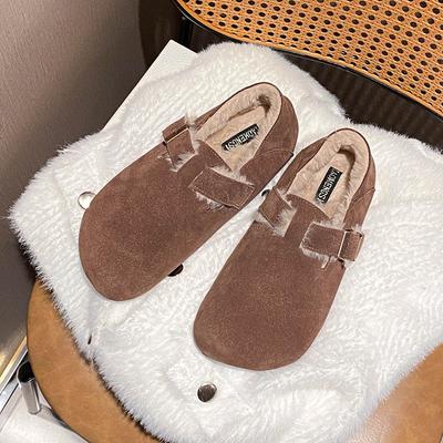 ~ AZ315 кожаные однопедальные всеобъемлющие теплые и бархатные туфли-одинарки ленивая большая голова