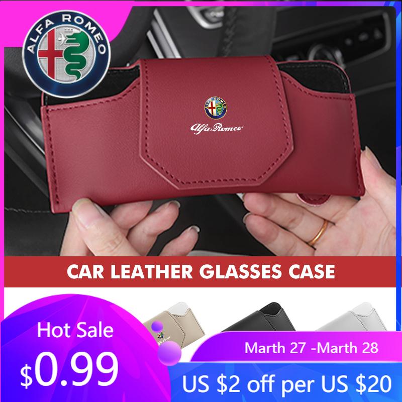 For Alfa Romeo For Alfa Romeo Car Sun Visor Glasses Leather Wear-Resistant Sunglasses Protective Box Giulietta 940 2010-2014 201