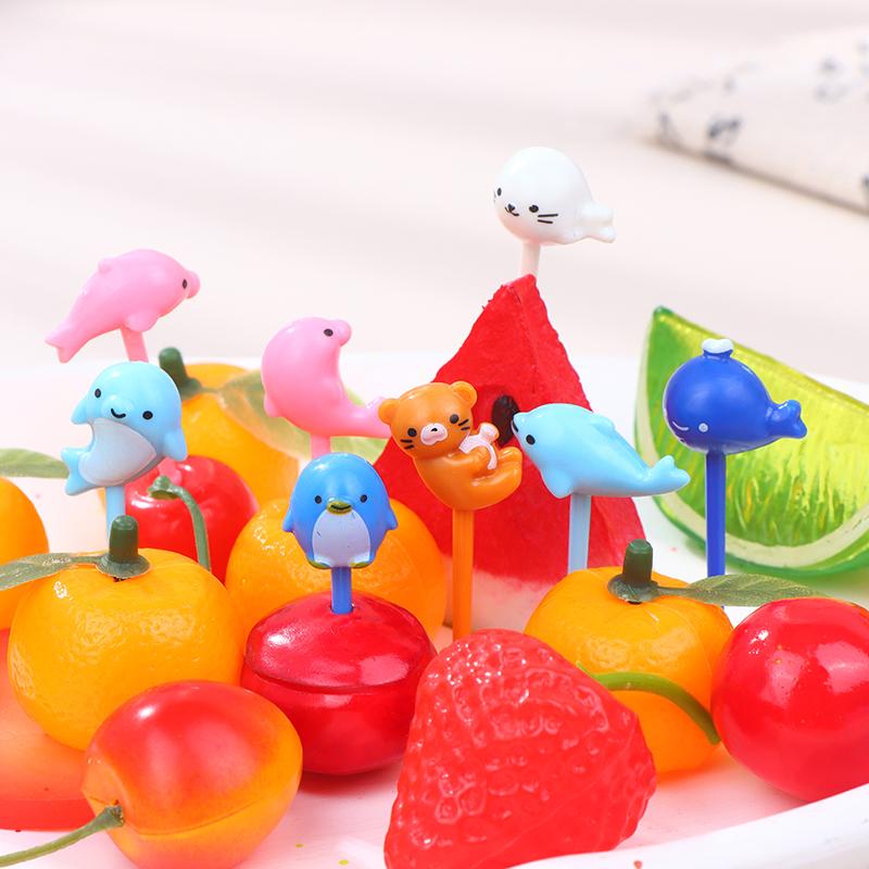8 шт. фруктовая вилка из пищевого пластика, мини-мультяшный детский торт, фруктовая зубочистка, бенто-ланч, аксессуары для бенто, украшение для вечеринки