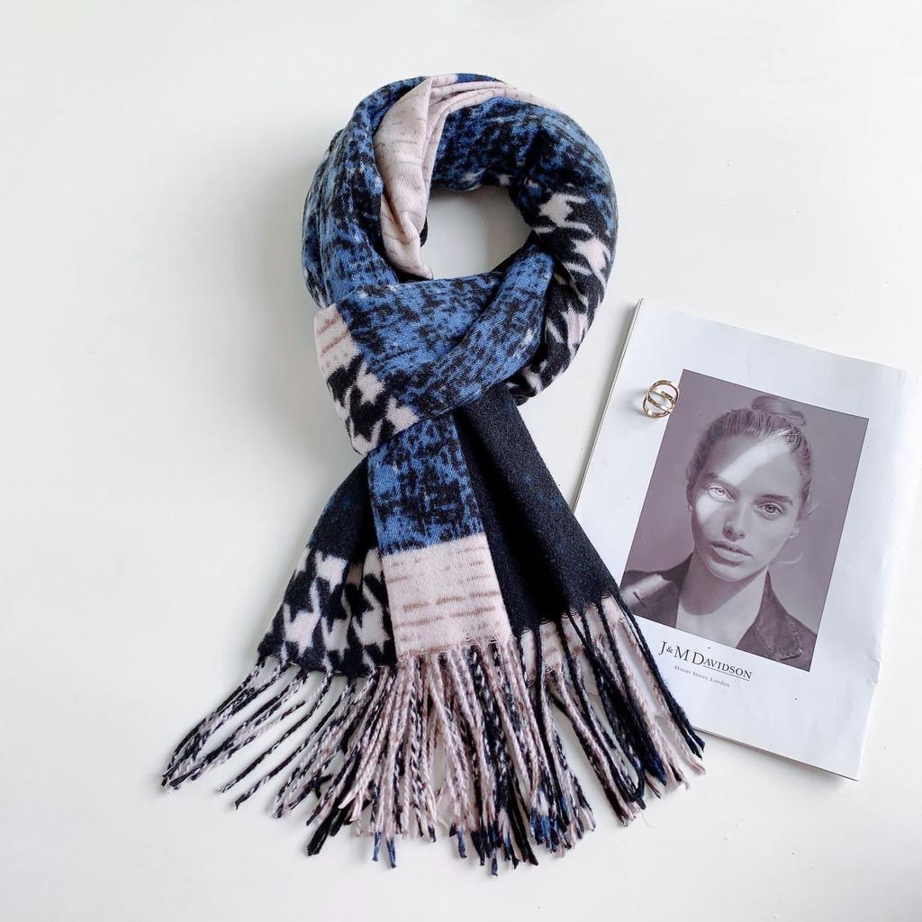 2024 Осень/Зима Новый Тысяча Птиц Сетка Имитация Кашемира Универсальный Печатный Клетчатый Шарф Теплый Декоративный Шарф Для Мужчин И Женщин