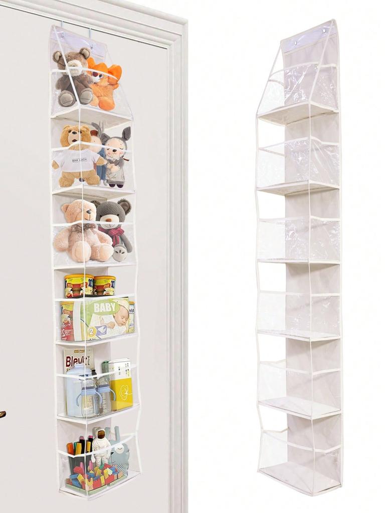 1pc 4 Layer Over The Door Hanging Organizer,Cosmetics Wall Hanging Storage Organizer,Large Capacity Mesh Holder With Clear Pockets Hanging Storage Bag