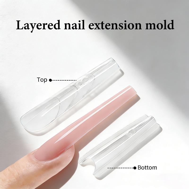 Двойные формы для наращивания ногтей (Sandwich Dual Nail Forms) 60 шт., 15 размеров, для быстрого наращивания - Двойные формы, Т-образные, Эллипс, Формы для маникюра, Верхняя форма, Нижняя форма, 3D