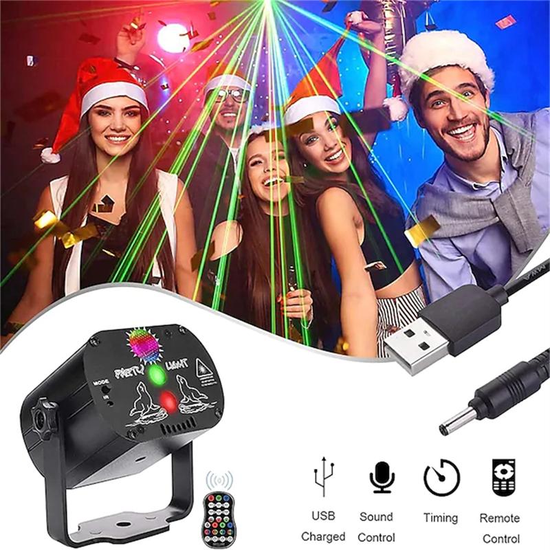 LED Party Light Stage Strobe Light/RGB DJ Laser Light Portable Voice Control Disco Light With Remote Control For Halloween Chris