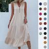 Summer Sleeveless Casual Solid Color Dress - European & American Style