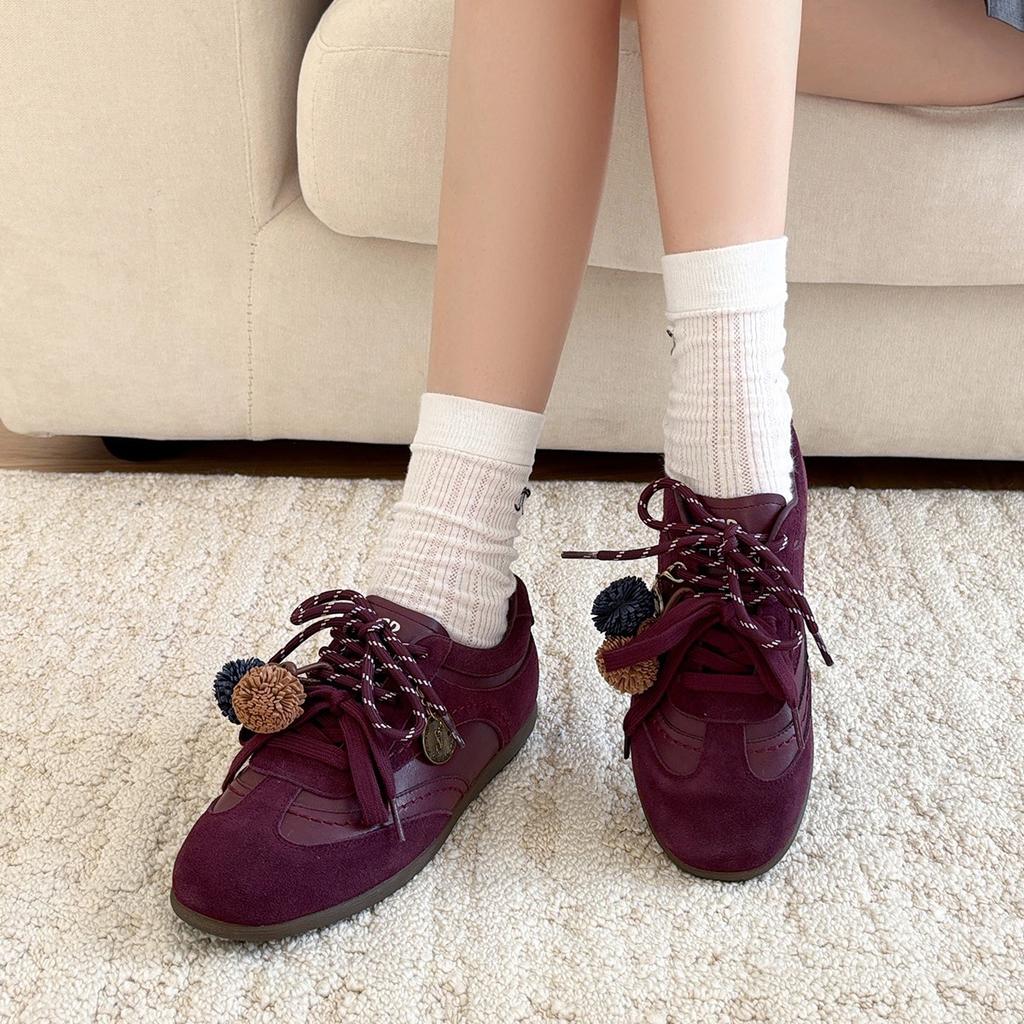 Yueyu Platform Versatile Maillard Pendant Dexun Shoes Women's 2025 Autumn New Leather Sports and Leisure Shoes