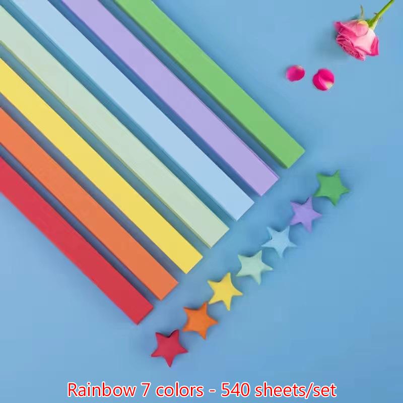 540 листов бумаги для оригами, звезды, красочная складная бумага, счастливая звезда, оригами, звезды, бумажные полоски для рукоделия, бумажное искусство, ремесла