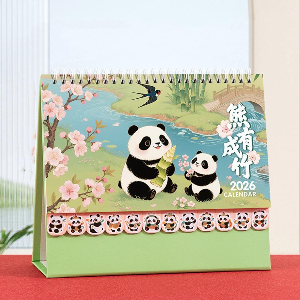 Coil Binding Horse Year Calendar Cartoon Standing Flip Calenda Schedule Planner Desktop Decoration