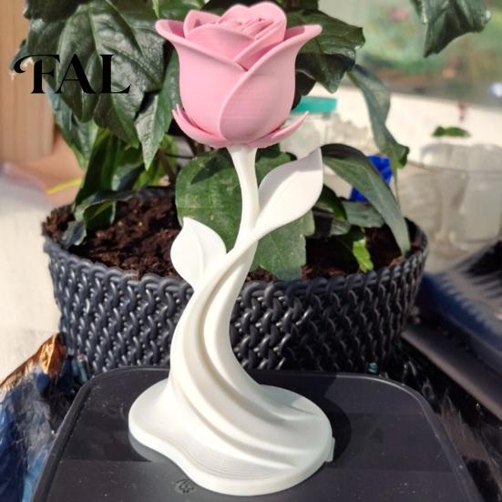 Desktop Ornaments Modern Rose Sculpture, 3D Printed Minimalist Floral Decor, Abstract Valentine Day Gifts Flower Statue for Home Office, Elegant
