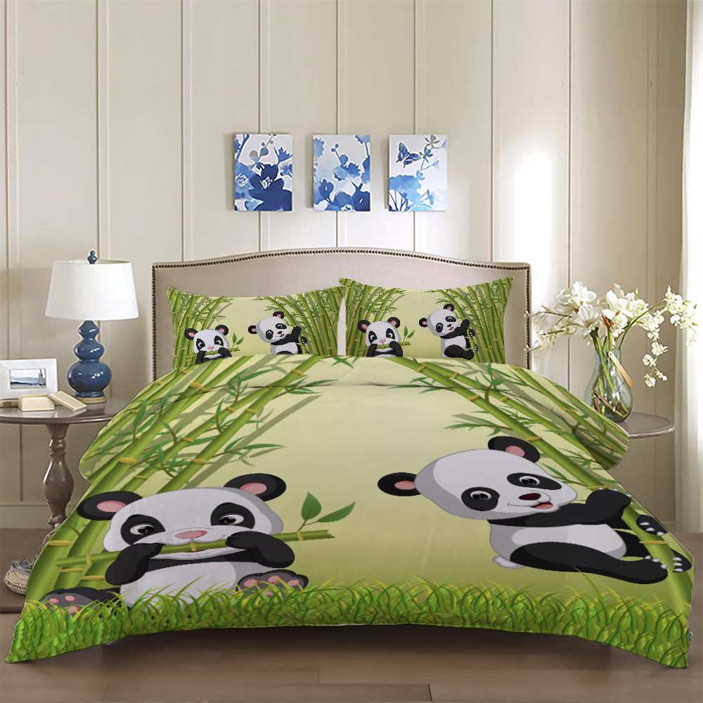 Комплект постельного белья с изображением животных в виде панды в 3D, односпальная кровать, двуспальная кровать, комплект покрывал, роскошная бамбуковая кровать, двуспальная кровать, одежда для взрослых