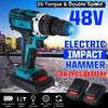 1 Charger / 1 Battery 68VF LED 2-Speed 3Modes Electric Drill Hammer Cordless 28N.m High Power Screwdriver Rechargeable Battery 2 Battery