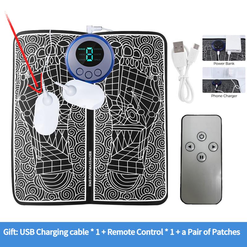 Массажный коврик для ног, зарядка через USB, светодиодный цифровой дисплей, 19 режимов, 8 передач, EMS, электрический массажер для акупунктурных точек ног, подушка для снятия мышц