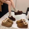 Низкие снегоступы Birkenstocks зимние на толстой подошве теплые пушистые начесанные утолщенные хлопковые ботинки