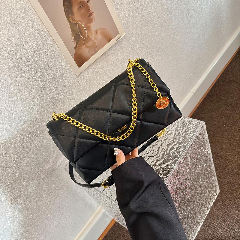 Ретро простая сумка женская новая нишевая ромбовидная цепочка маленькая квадратная сумка высококлассная модная сумка на плечо