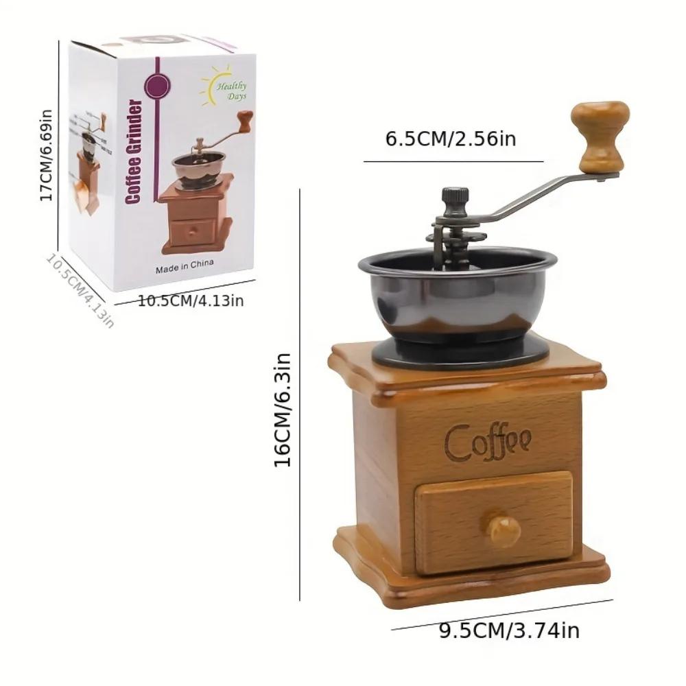 Классический ручной работы из цельного дерева для дома Винтажная мельница для кофейных зерен Керамический сердечник Кофемолка Мини-кофеварка Кофемолка
