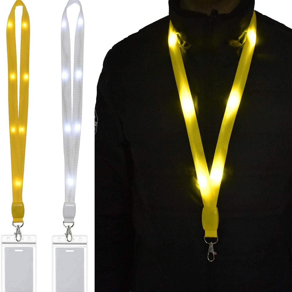 LED Light Up Neck Strap Flashing Lanyards Card Holder ID Badge Case Cruise Lanyards Keychain