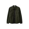Solid Color Zip Collar Long Sleeve Jacket Men Jacket Olive-Green 791511112-V0058