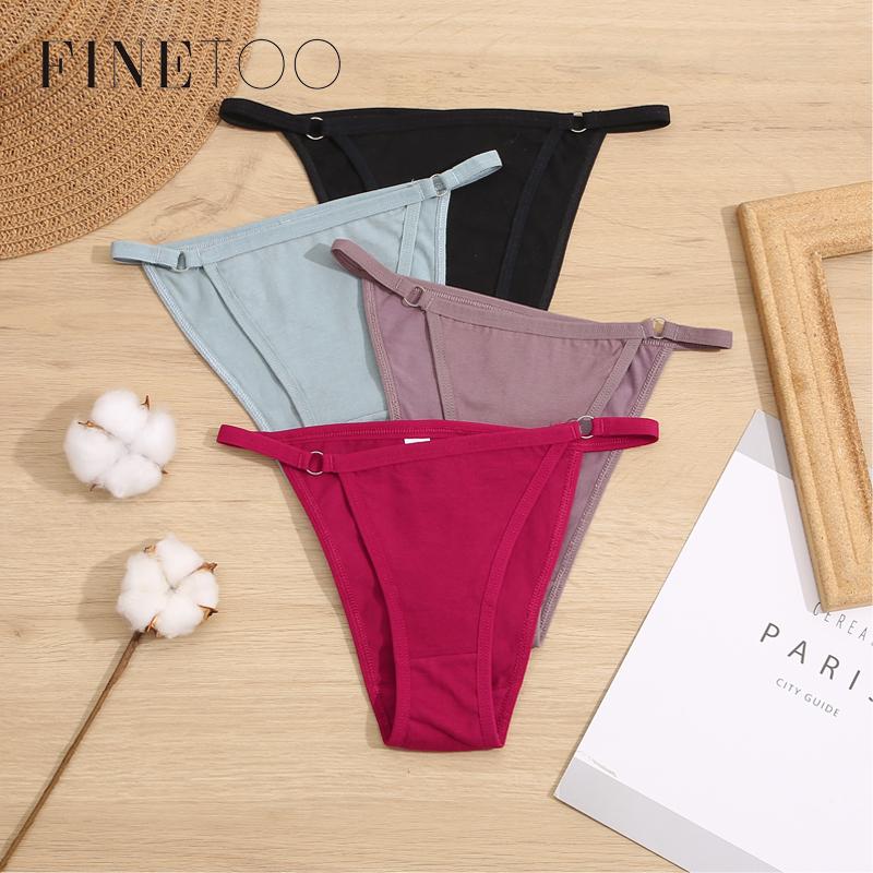 FINETOO Женские хлопковые трусики, нижнее белье с металлической пряжкой, короткие M-2XL, женские трусы с низкой талией, женские сексуальные трусики, нижнее белье больших размеров