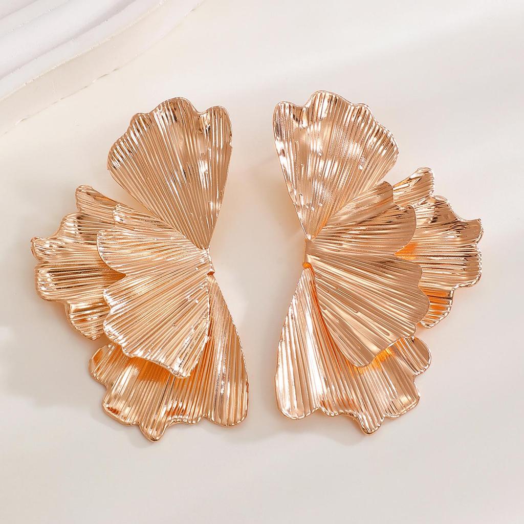 Модные минималистичные серьги в панк-стиле из сплава в виде листьев гинкго и сложенных цветов для женщин